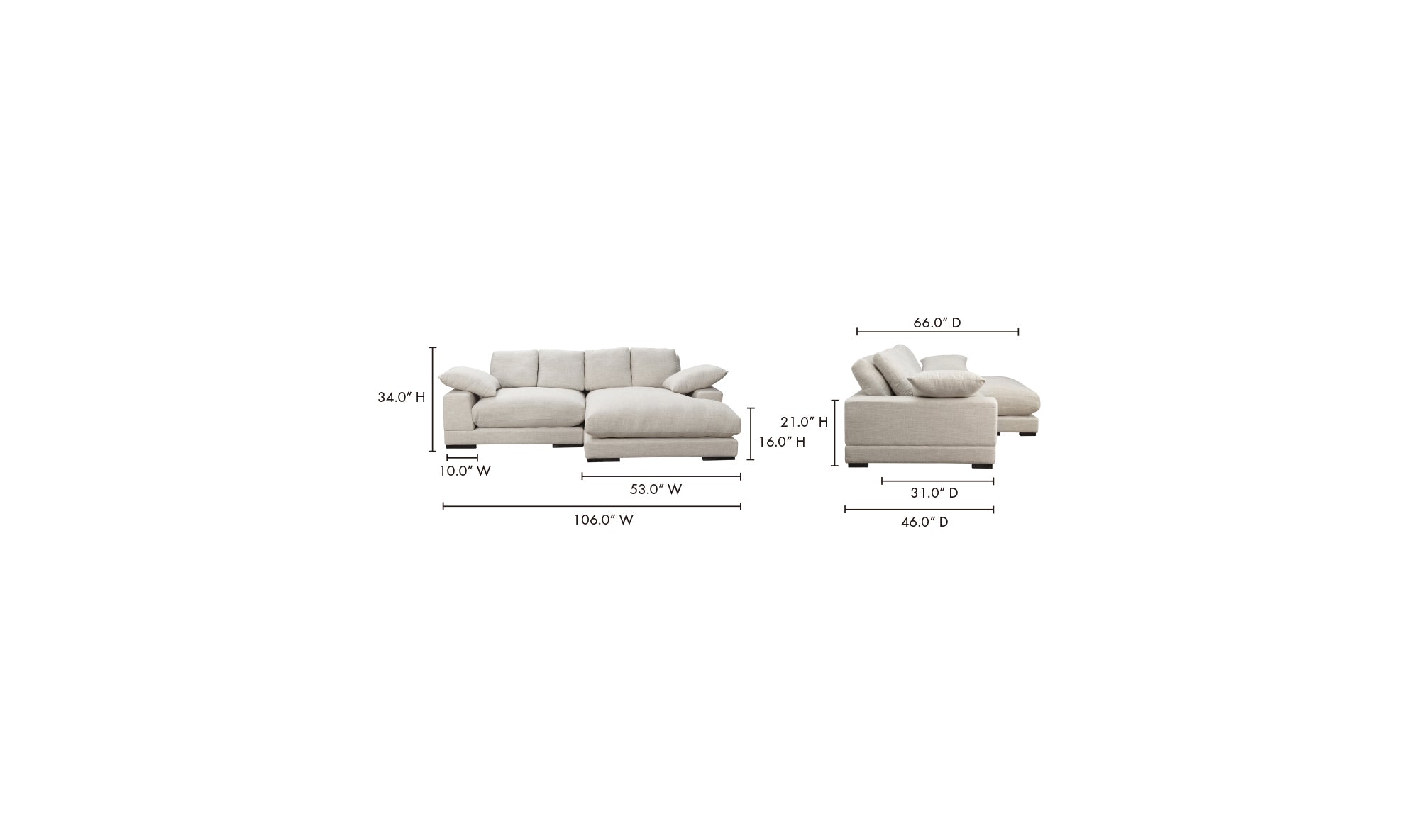 Moe's Plunge Sectional Sahara
