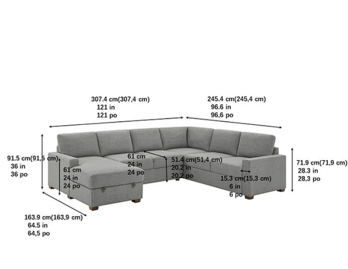 Thomasville Convertible Fabric Sectional with Storage Chaise