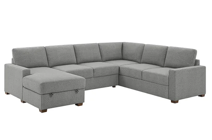 Thomasville Convertible Fabric Sectional with Storage Chaise