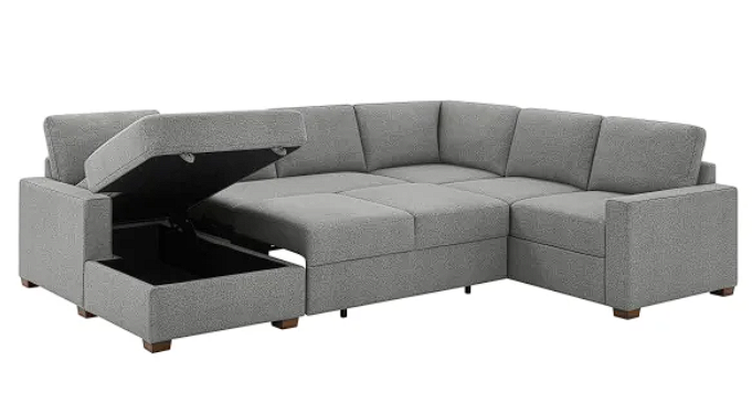 Thomasville Convertible Fabric Sectional with Storage Chaise