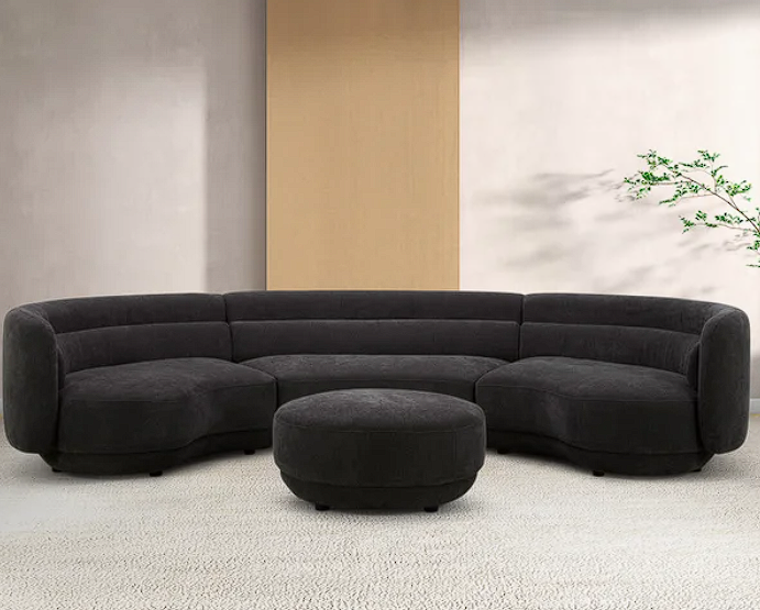 Aiden & Ivy 4-piece Curved Fabric Sectional