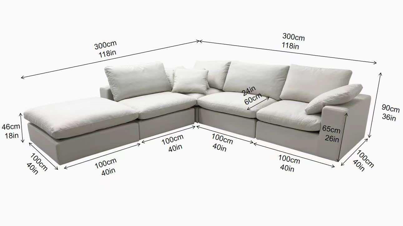 Cover Cloud 5 Pieces Modular Sofa - Light Grey